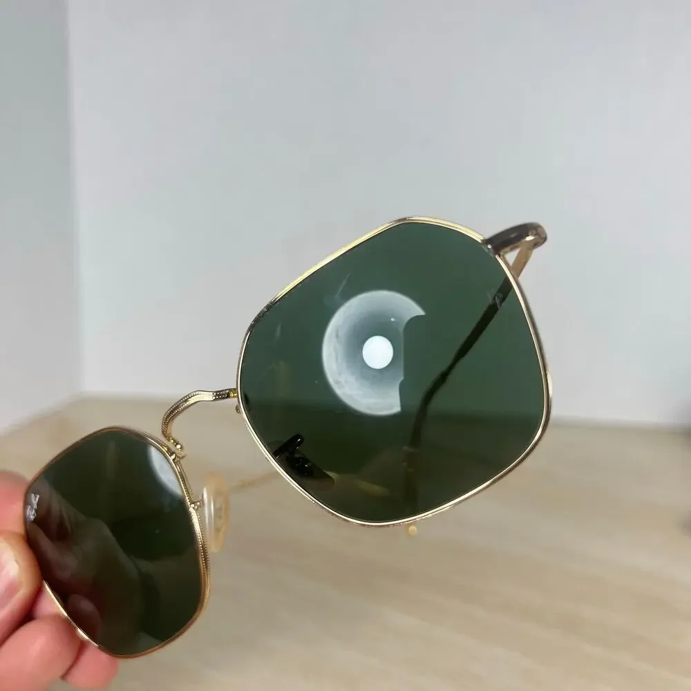 Ray-Ban RB3694 Jim 001/31 Sunglasses Green Tint Gold Metal 53-20-145 Italy